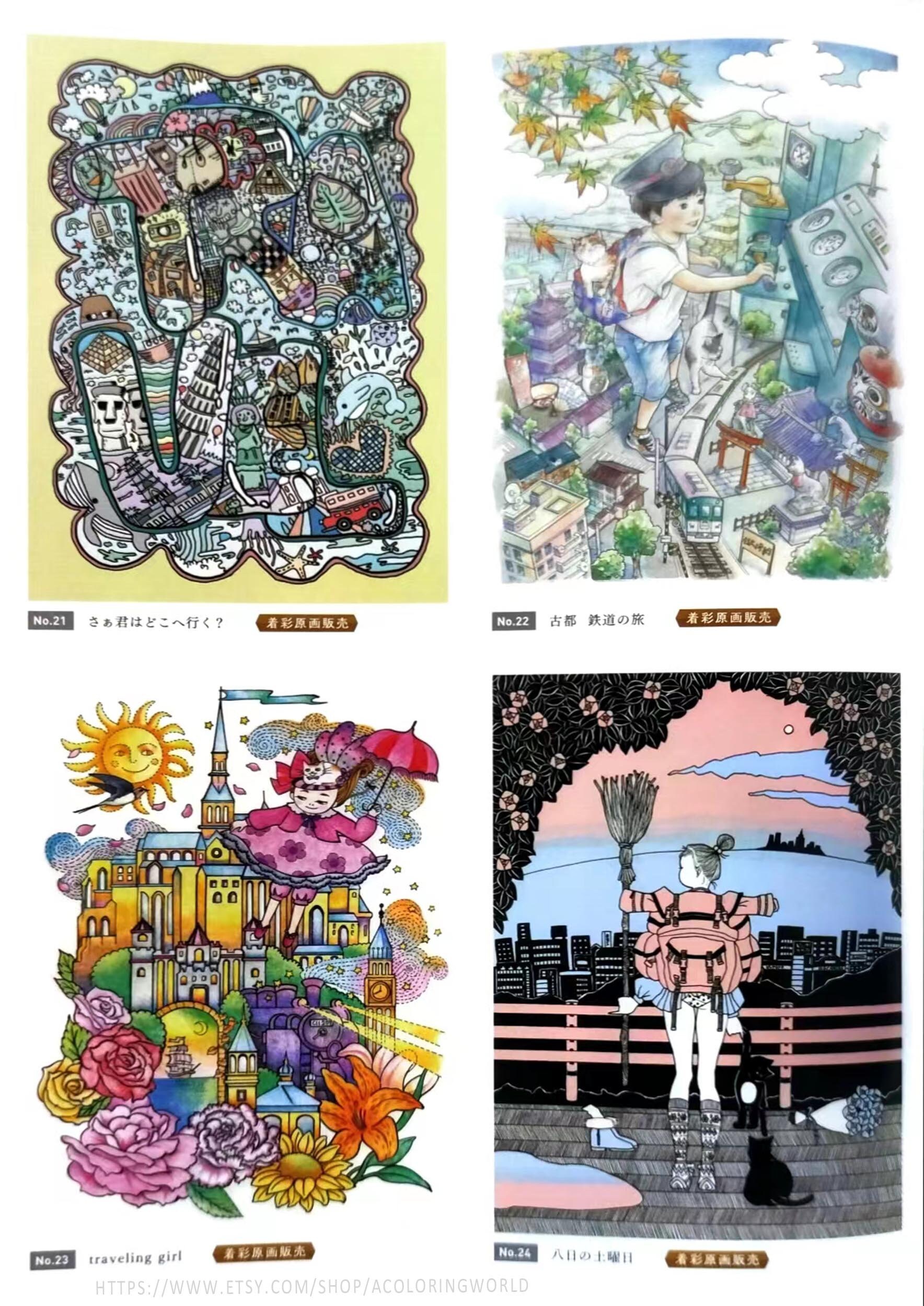 Japan Coloring Bookcoloring Page Pdf,collectionpdf Coloring Book - Etsy