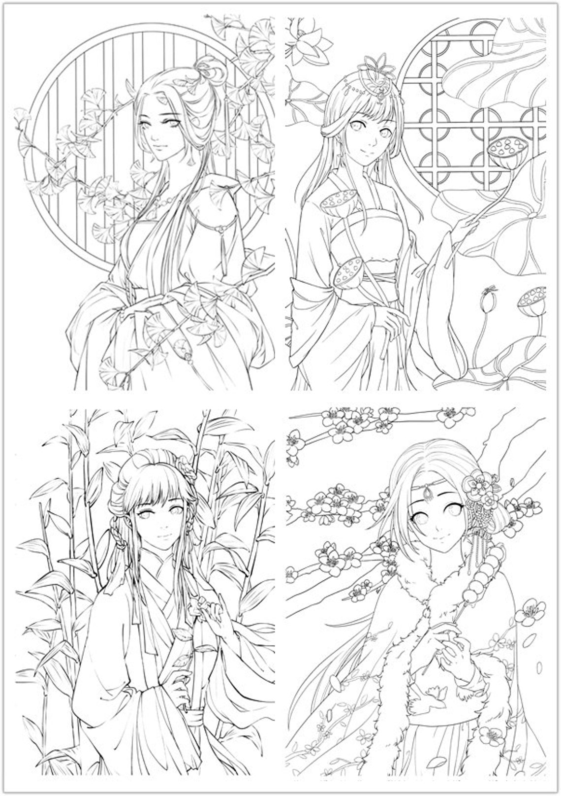 NEW/ Colouring Book for Adults Chinese Portrait Coloring - Etsy UK