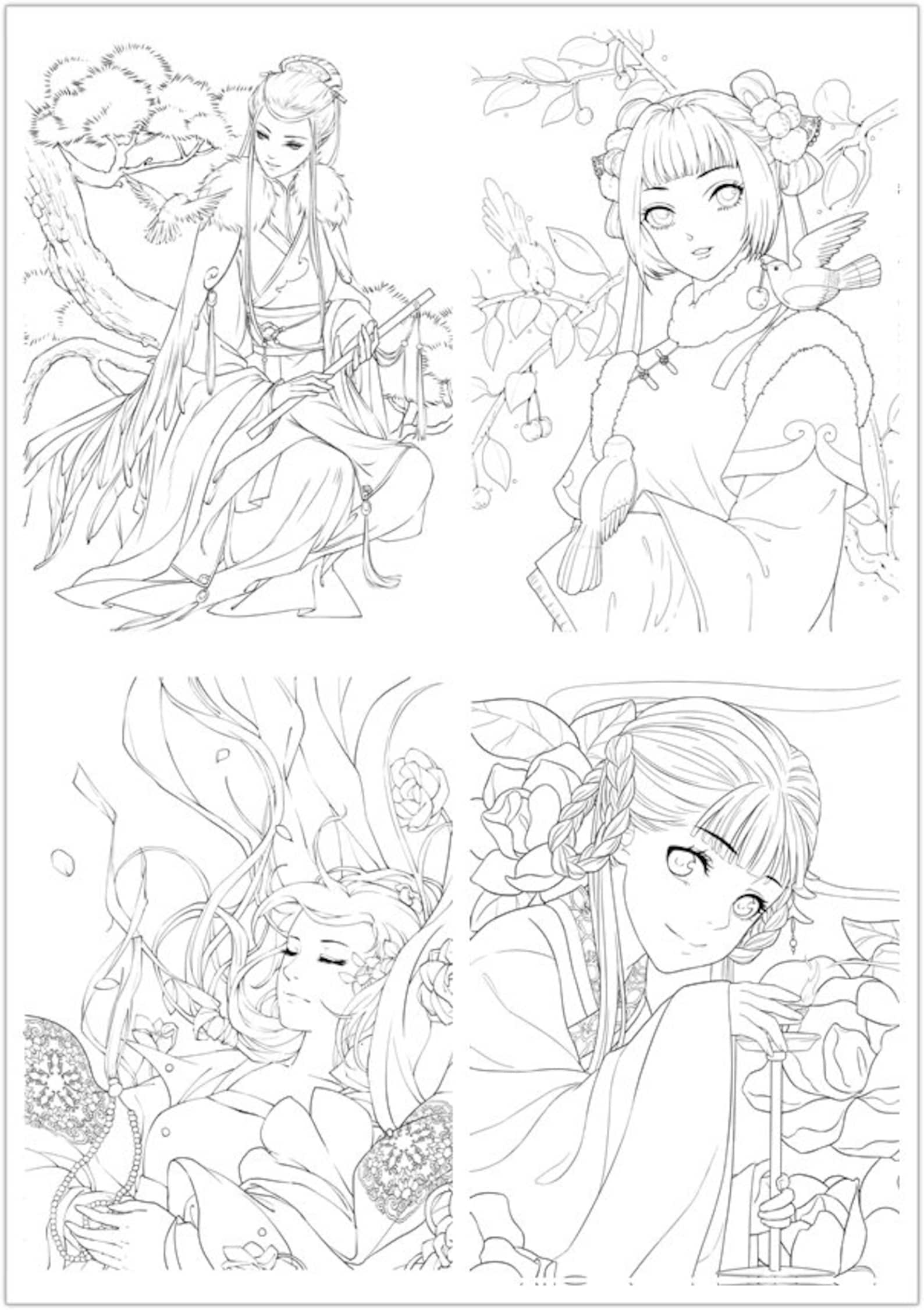 NEW/ Colouring Book for Adults Chinese Portrait Coloring - Etsy UK