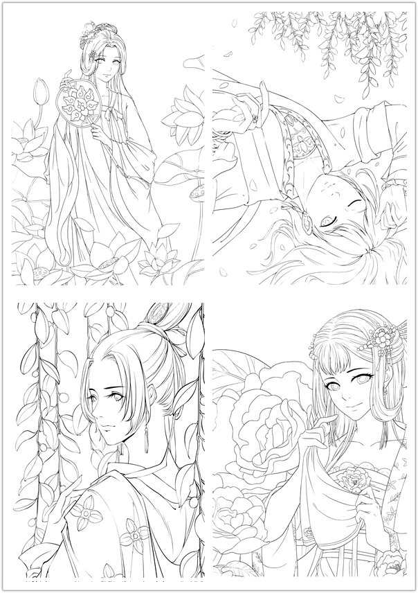 NEW/ colouring book for adults Chinese Portrait Coloring | Etsy