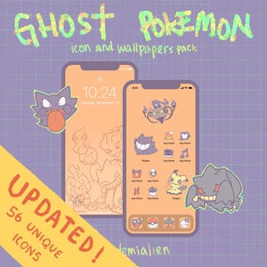 Ghost Pokemon Phone icon pack | Cute Kawaii Aesthetic for iphone Tablet Android PC
