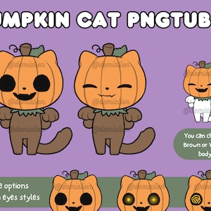 Premade Cute Pumpkin Cat PNGknolmodel Stemreactief | Voor streamen op Twitch Discord Youtube
