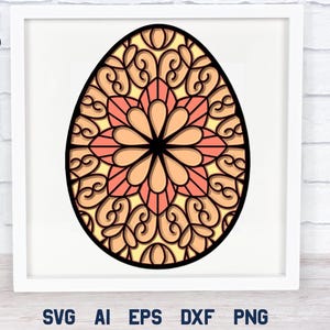 Oeuf de Pâques SVG en couches, SVG de Pâques, Mandala SVG oeuf de Pâques.