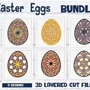 Osterei SVG Bundle, 3D-Schichten SVG Osterei Mandalas, komplizierte Ostermandala-Designs.