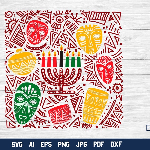 Kwanzaa SVG, Kwanzaa Kinara PNG, Happy Kwanzaa Design.