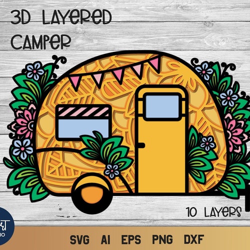 Camper SVG 3D Layered SVG Camping Happy Camper SVG. | Etsy Canada