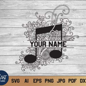 Music Notes Split Monogram SVG, Music Teacher SVG, Music Teacher Shirt.