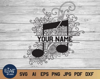 Music Notes Split Monogram SVG, Music Teacher SVG, Music Teacher Shirt.