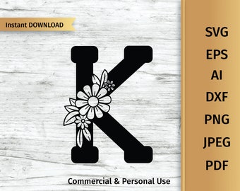 Download Floral Letter K Svg Etsy