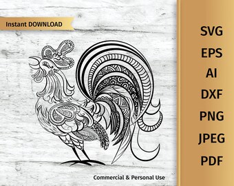 Download Rooster Mandala Svg Etsy