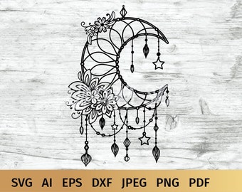 Free Free 216 Crescent Moon Dreamcatcher Vinyl Dream Catcher Svg Free SVG PNG EPS DXF File