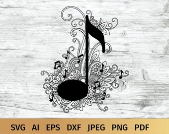 Zentangle Music Svg Etsy