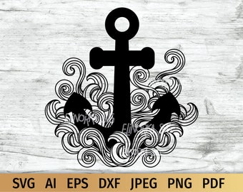 Anchor SVG, Náutica SVG, Zentangle SVG Cut File.