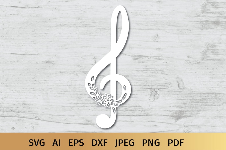 Music Notes SVG Designs with Flowers. These Floral Musical Notes are Compatible with Cricut and Silhouette Cutting Machines