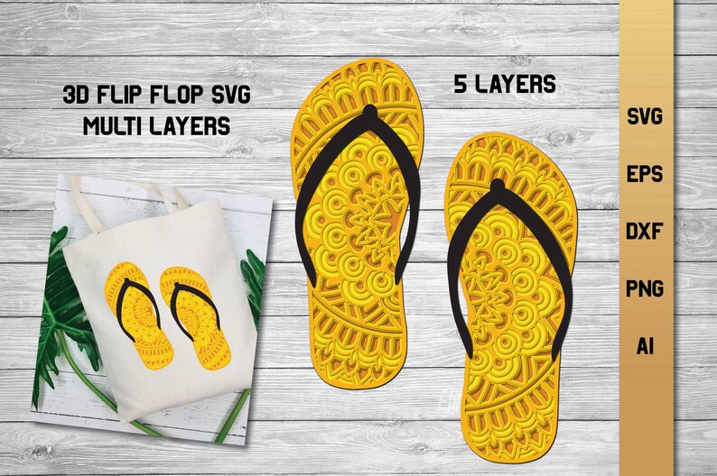 Download Multi Layer SVG 3d Layered Flip Flop SVG Summer svg | Etsy