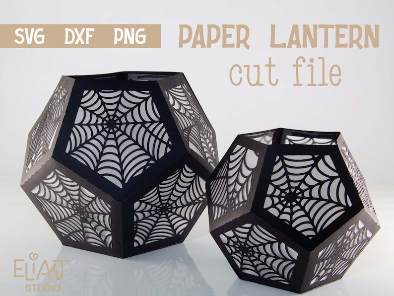 Halloween Lantern SVG 3d Paper SVG Lantern Spider Web Led - Etsy