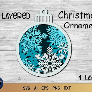 3D Layered SVG Weihnachten, Weihnachtsverzierung SVG, Schneeflocke SVG.