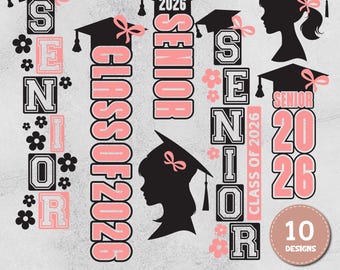 Senior 2026 SVG, Coquette Senior 2026 SVG, Class of 2026 SVG, Senior Vertical Sign, Senior 2026 Decor, Senior Coquette Bow.