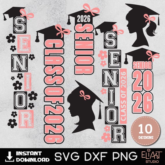 Senior 2026 SVG, Coquette Senior 2026 SVG, Class of 2026 SVG, Senior Vertical Sign, Senior 2026 Decor, Senior Coquette Bow.