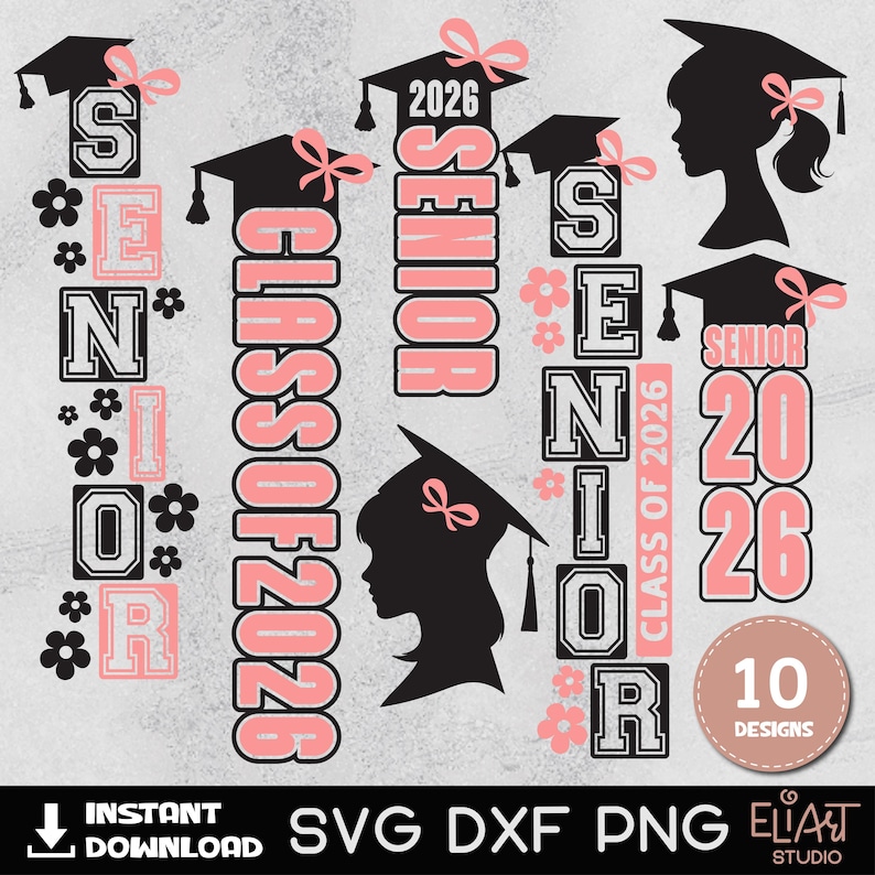 Senior 2026 SVG, Coquette Senior 2026 SVG, Class of 2026 SVG, Senior Vertical Sign, Senior 2026 Decor, Senior Coquette Bow.