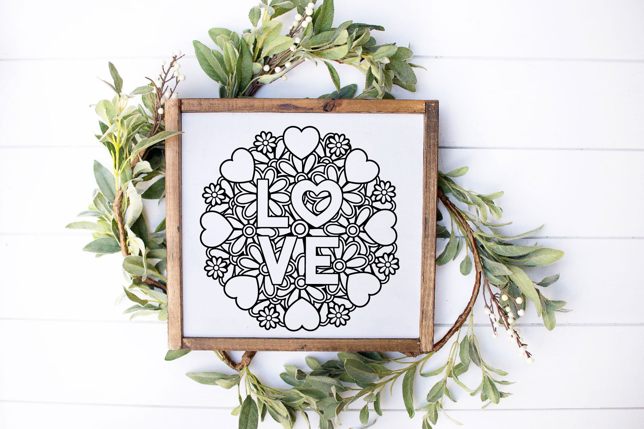 Mandala SVG With Hearts and Flowers, Love SVG Valentines Day Design ...
