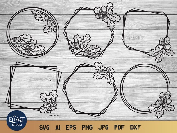Oak Frame SVG Bundle Fall SVG Monogram Frame Set Commercial | Etsy