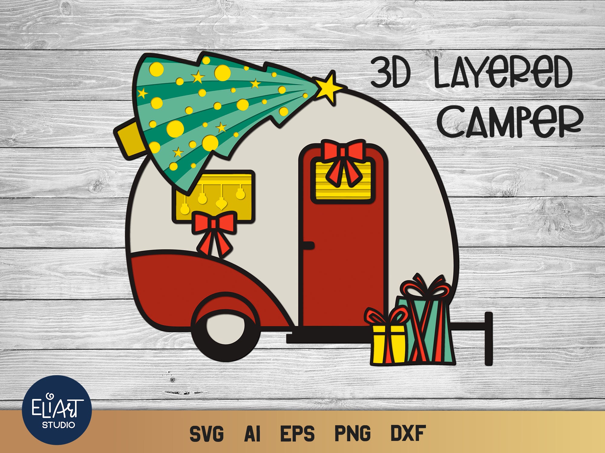 Christmas Camper SVG 3D Layered SVG Camper Camping SVG With - Etsy