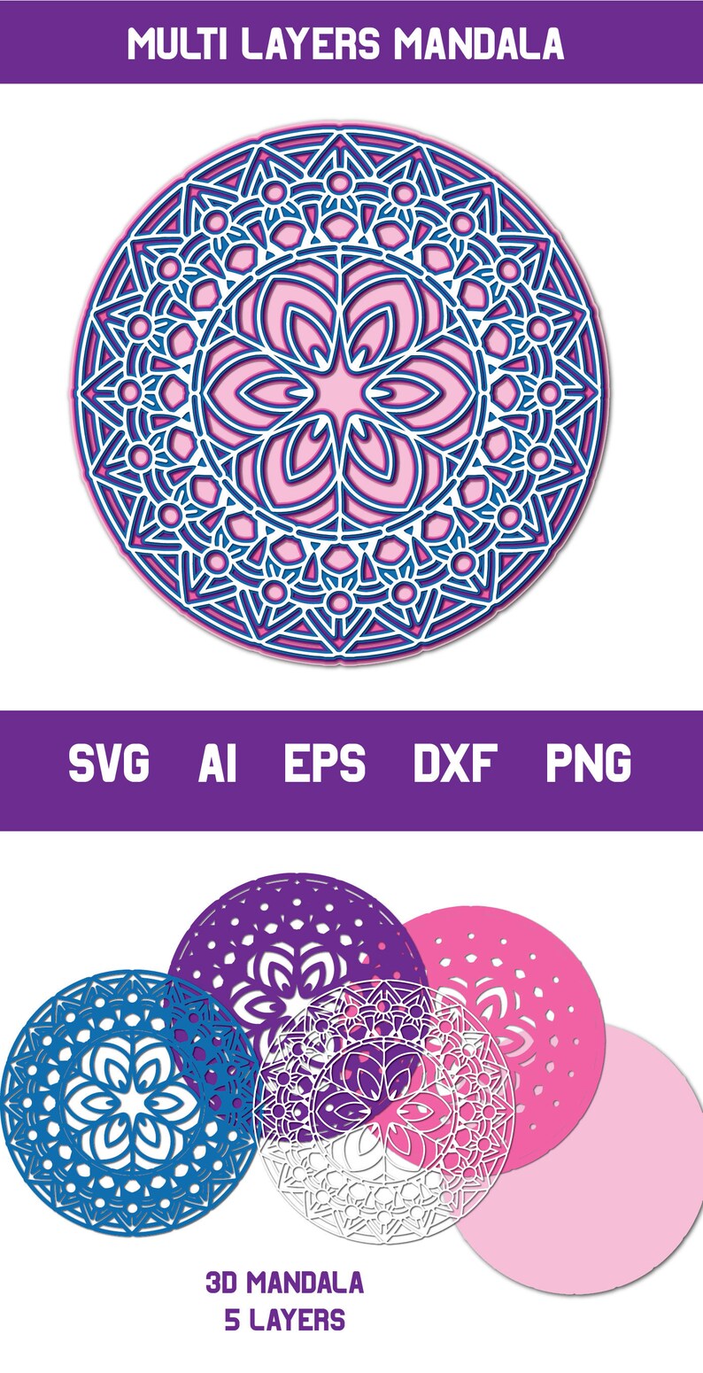Download Multi Layer SVG 3d Layered Mandala svg Cut File Personal ...