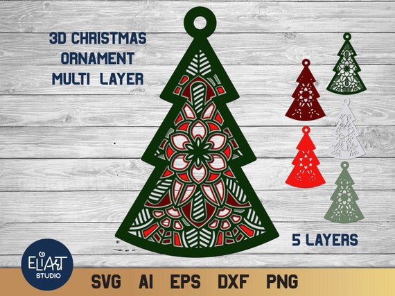 Download 3d Layered Christmas Tree Svg Christmas Ornaments Svg 5 Etsy