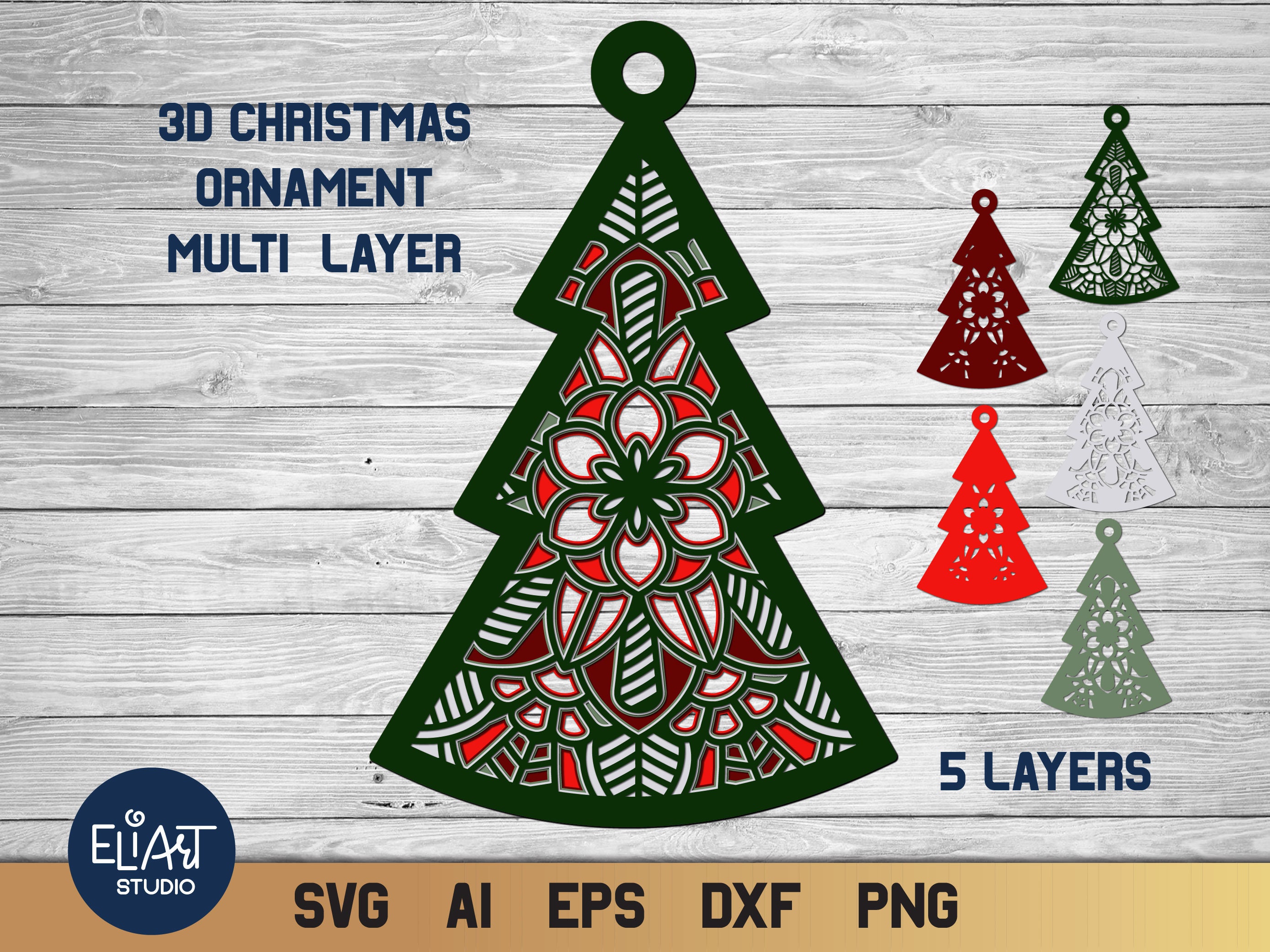 Download 3d Layered Christmas Tree Svg Christmas Ornaments Svg 5 Etsy