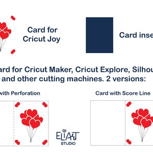 Happy Valentines Day with Heart Balloons Insert Card SVG Design for Cricut and Silhouette Cutting Machines