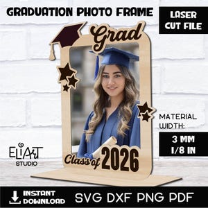 2026 afstuderen SVG, klasse van 2026 SVG, afstuderen frame lasergesneden bestand, afstuderen fotolijstjes, afstuderen houten fotolijst, 3D-lasergesneden.