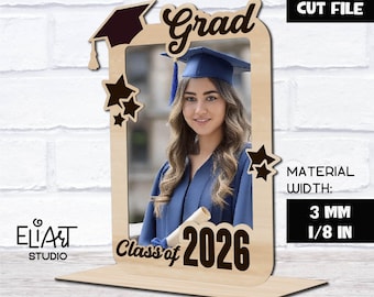 2026 Graduation SVG, Class of 2026 SVG, Graduation Frame Laser Cut File, Graduation Photo Frame, Grad Wooden Picture Frame, 3D Laser Cut.