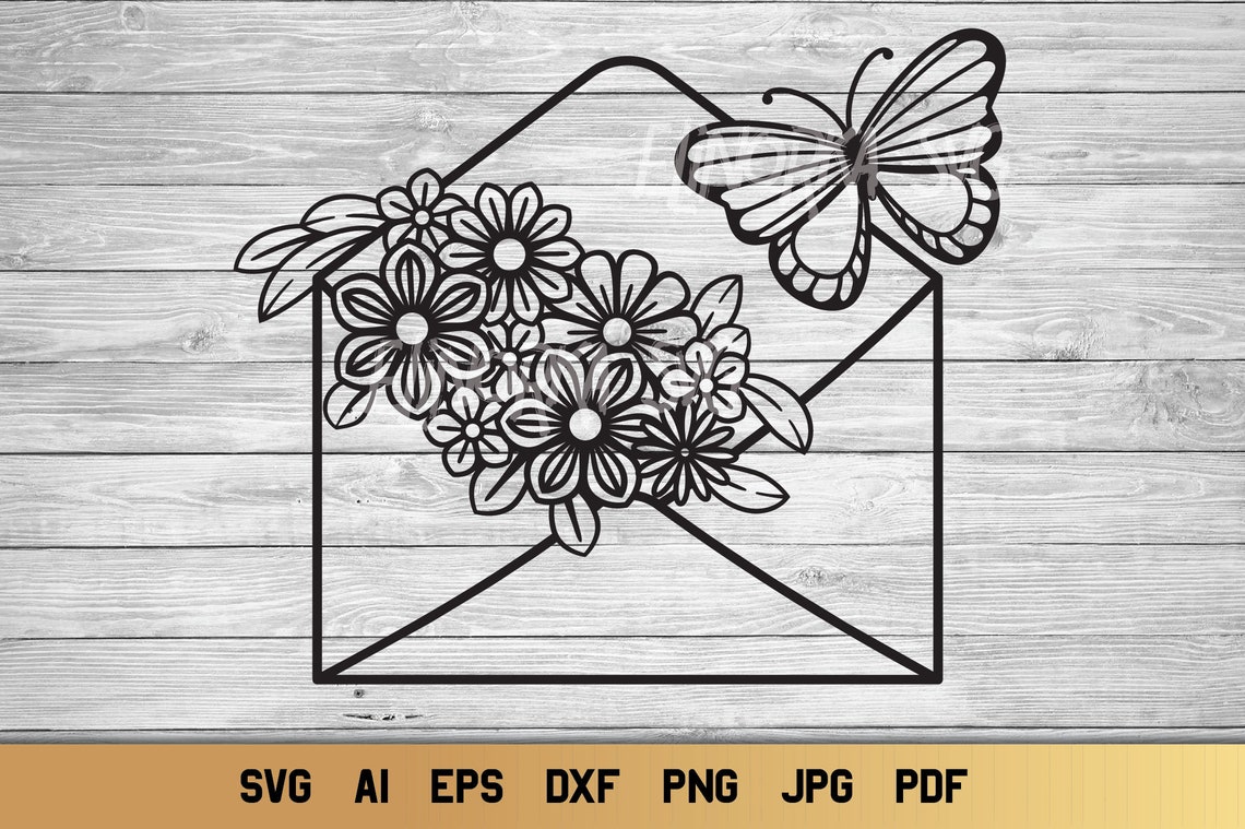 Download Envelope svg Flower svg Floral Envelope Butterfly svg | Etsy