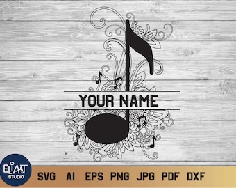Music Notes SVG, Music Split Monogram SVG, Music Teacher SVG.