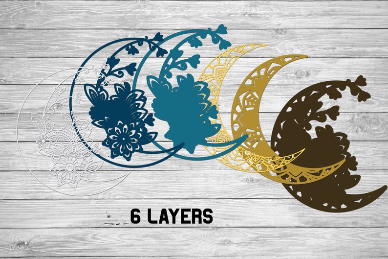 Download 3D Layered Moon svg Multi Layer Floral Moon svg Crescent ...