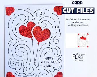 Happy Valentines Day Insert Card, Valentine Card SVG Design, Valentine Draw and Cut Insert Card.