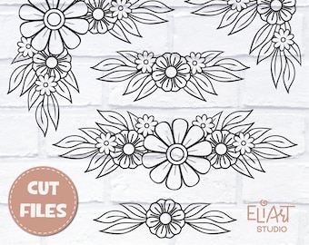 Floral Border SVG, Flower Corner SVG, Floral Swag SVG.