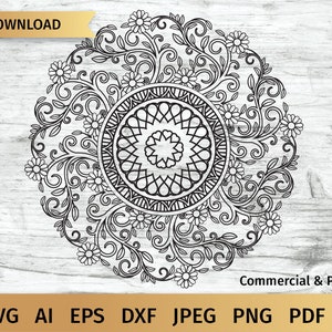 Floral Mandala SVG, Zentangle Flowers SVG, Floral Intricate Design.