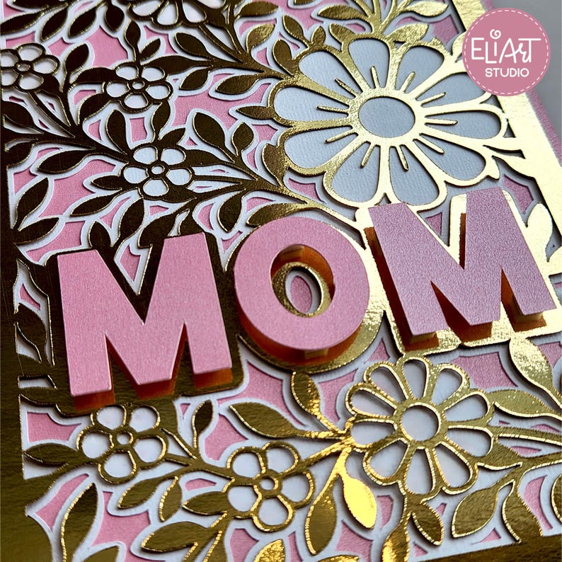 Mothers Day Card SVG, Card Template with Flowers and Mom word, DIY Mothers Day Card, Mothers Day SVG, Cricut Mom Cards.
