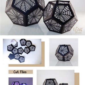 Halloween Lantern SVG 3d Paper SVG Lantern Spider Web Led - Etsy