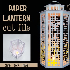 3D SVG 紙ランタン、六角形のランタン、幾何学模様の LED キャンドル ホルダー。