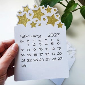 2027 Calendar SVG, Desktop Calendar SVG, Mini Desk Calendar SVG, Calendar with Stars, Print Then Cut Calendar, 2027 Calendar Template.