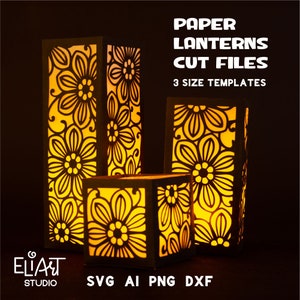 ランタン SVG、3D SVG フローラル ランタン、LED キャンドル ホルダー。