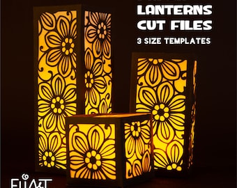 Linterna SVG, linterna floral 3D SVG, portavelas LED.