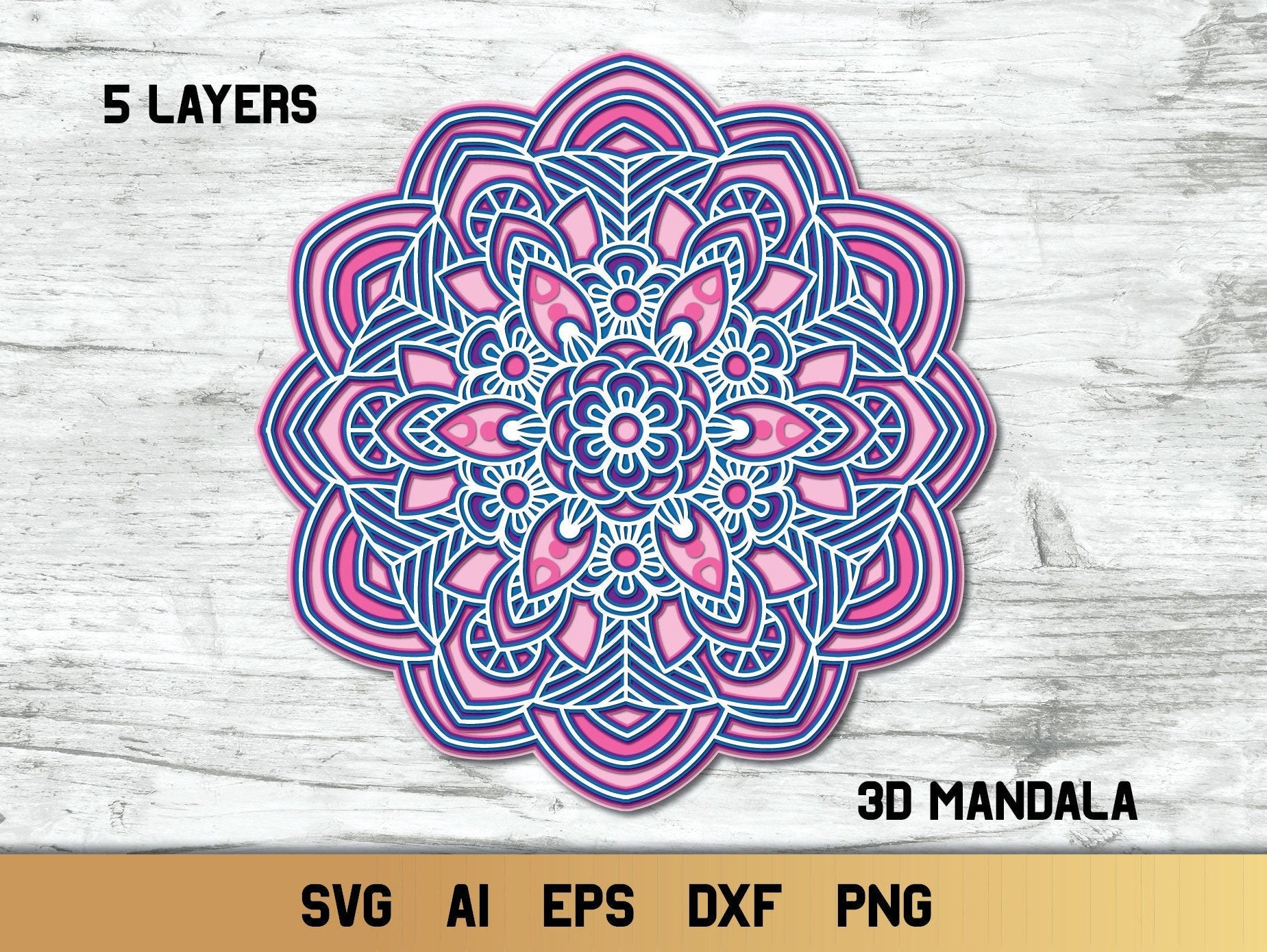 Download Multi Layer SVG 3d Layered Mandala SVG Cut File 5 Layers ...