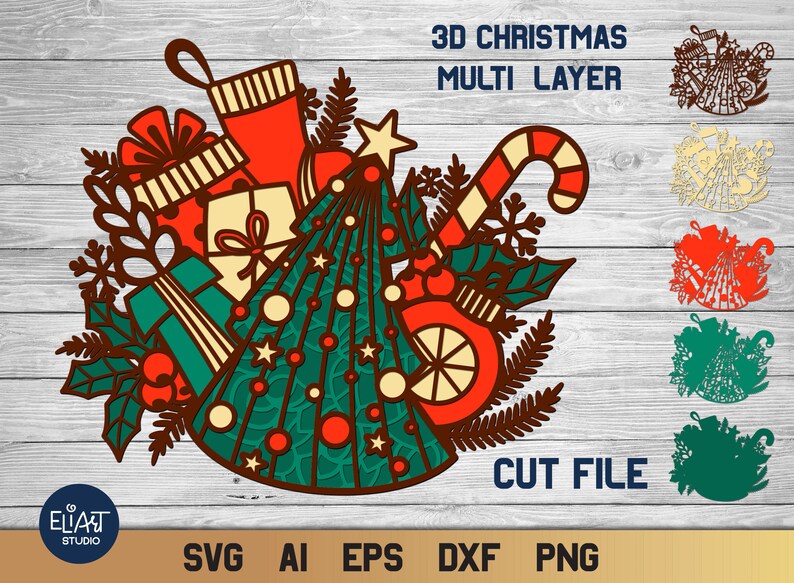 Download Christmas SVG 3D Layered Christmas Tree svg Holiday svg 5 ...