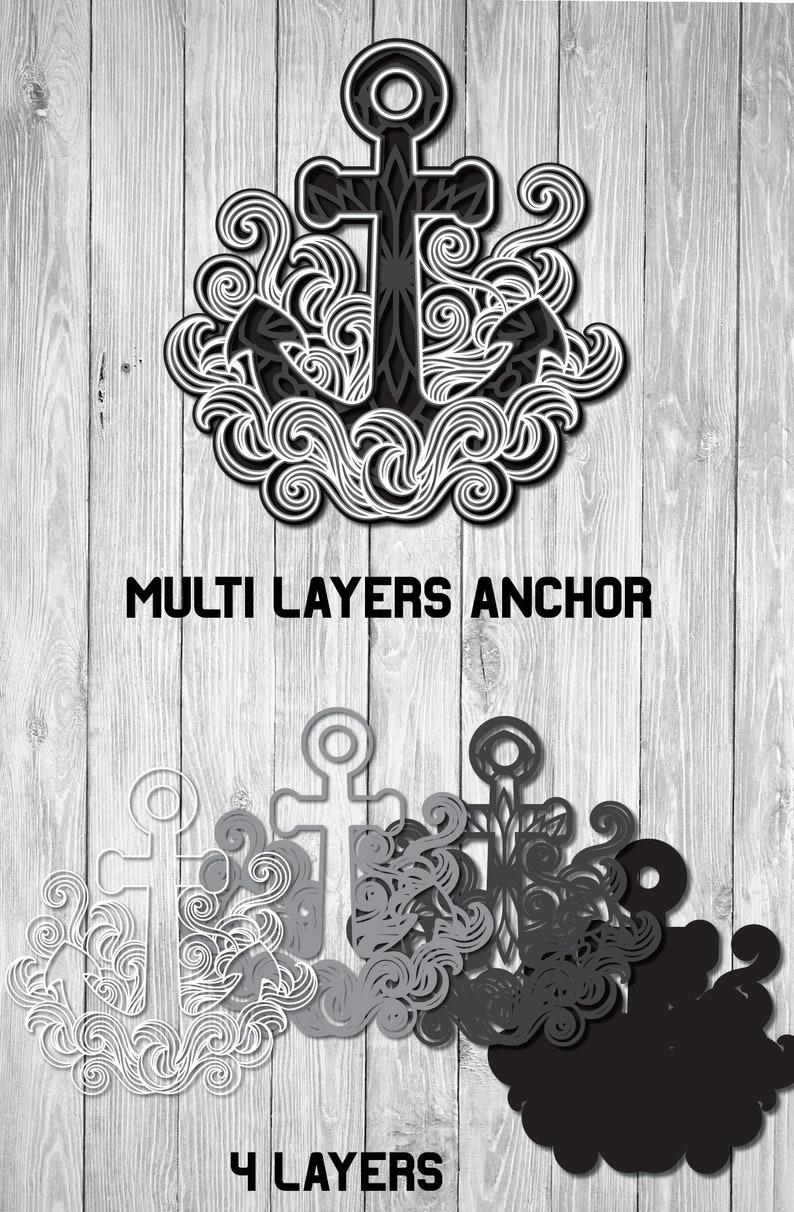 Download 3d Layered Anchor SVG Multi Layer SVG Nautical svg | Etsy