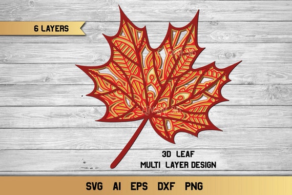 3D Layered Maple Leaf SVG Fall SVG Cut File 6 layers. | Etsy