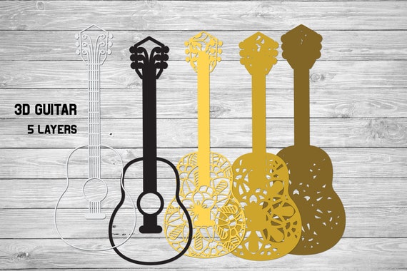 Download Guitar Svg Music Svg 3d Layered Guitar 5 Layers Digital Etsy